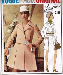 2186 LANVIN 68 2 BRST WRAP YOKE PLEAT COAT-DRESS PATTERN 10